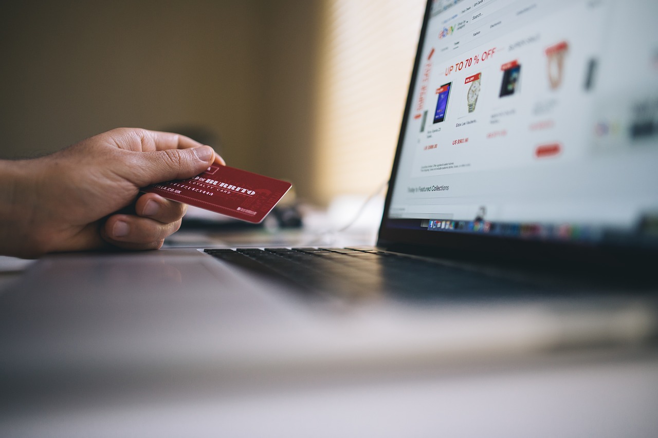 e-commerce transactions on laptop