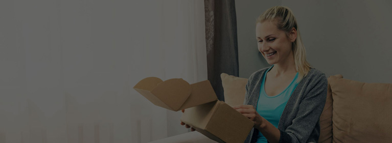 customer opening package box