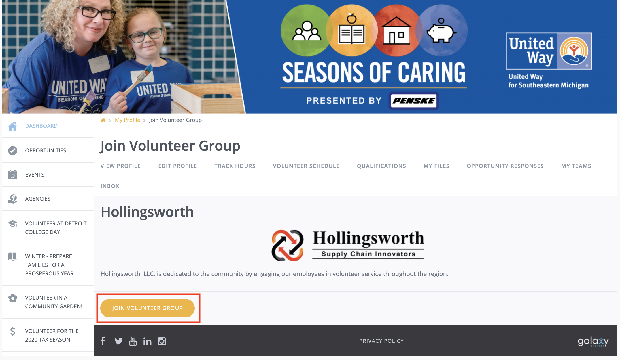 hollingsworth united way volunteer sign-up